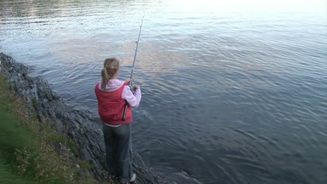 a woman fishing