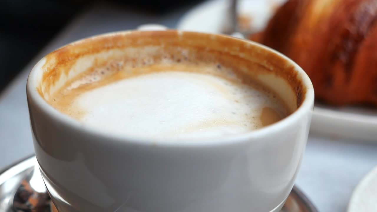 Latte with Sugar and Croissant