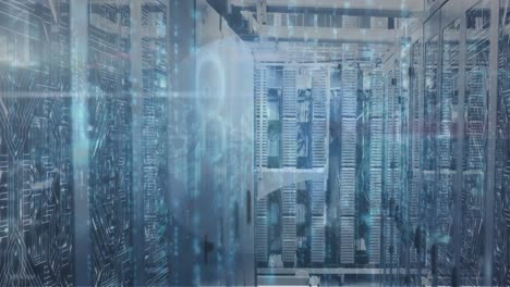 animation of globe and binary code over servers