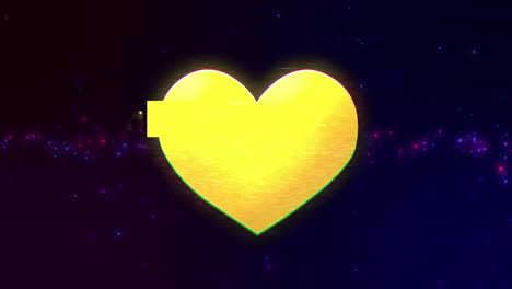animación de manchas de luz coloridas y corazón amarillo sobre fondo negro.