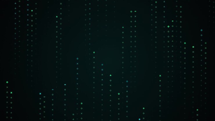 Digital Matrix Rain With Geometric Symbols