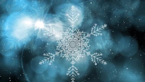 Falling-snow-with-bokeh-light-Christmas-circles-and-snowflake