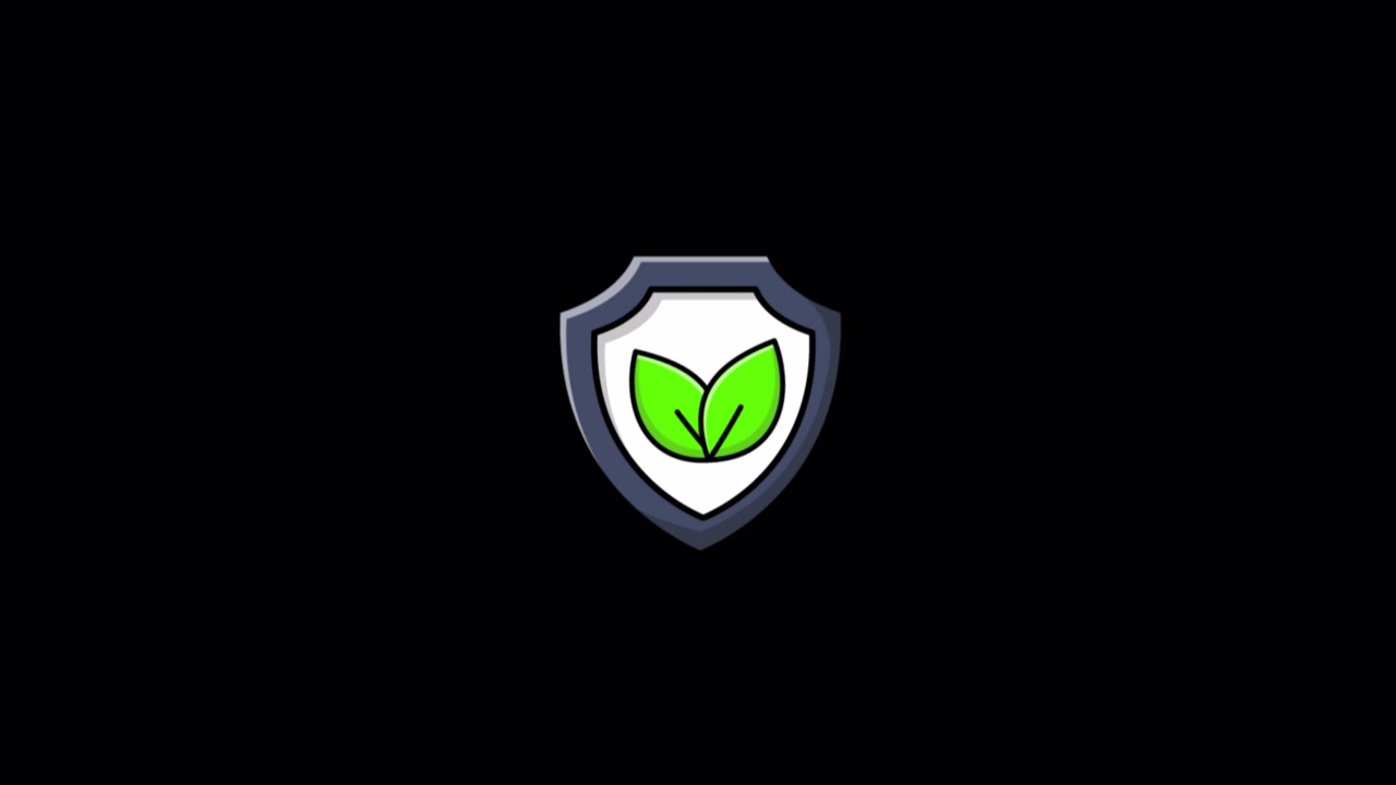 Animated Shield Icon with Green Leaves Pulsing