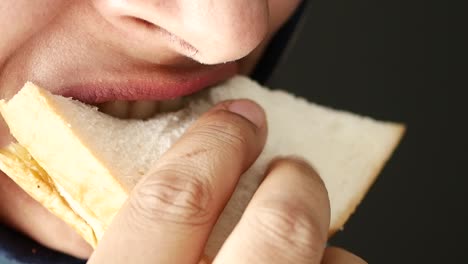 woman eating a delicious sandwich