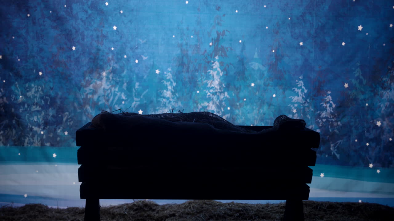 별이 빛나는 하늘에 앉아 구유