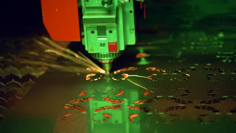 CNC-Laser-cutting-of-metal,-modern-industrial-technology.