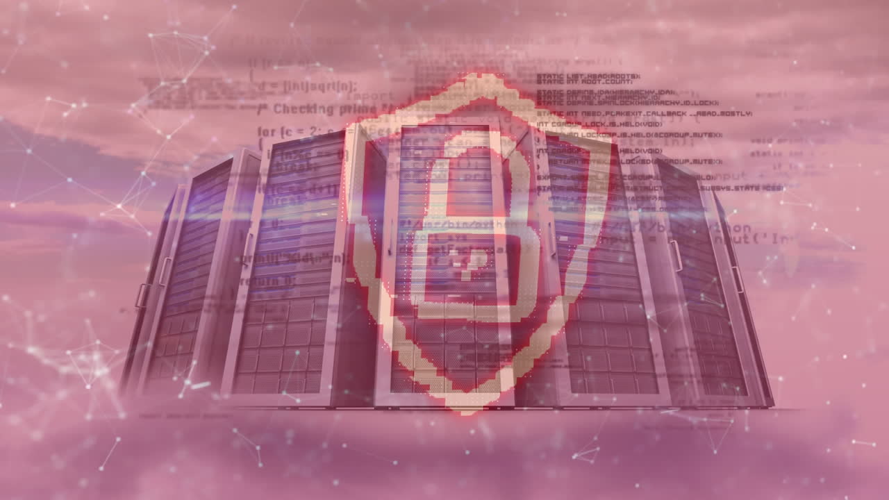 Digital red padlock foreground
