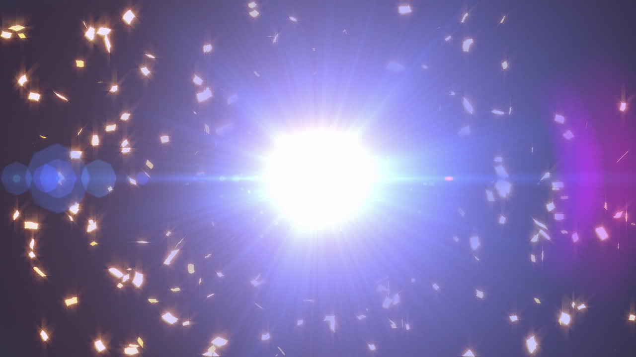 Bright light burst with particles over dark background, creating stunning animation