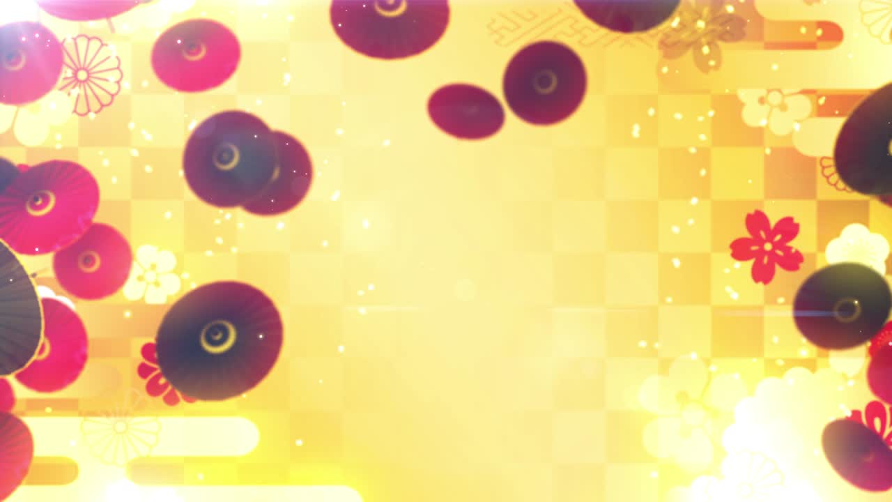 animación de bucle de partículas de paraguas chino japonés