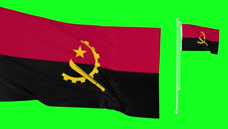 green screen angola two flags waving angolan flagpole animation 3d chroma key