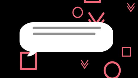 animación de todo el texto, iconos y procesamiento de datos sobre formas en fondo negro