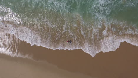 bodyboarder in the sand looking at the sea