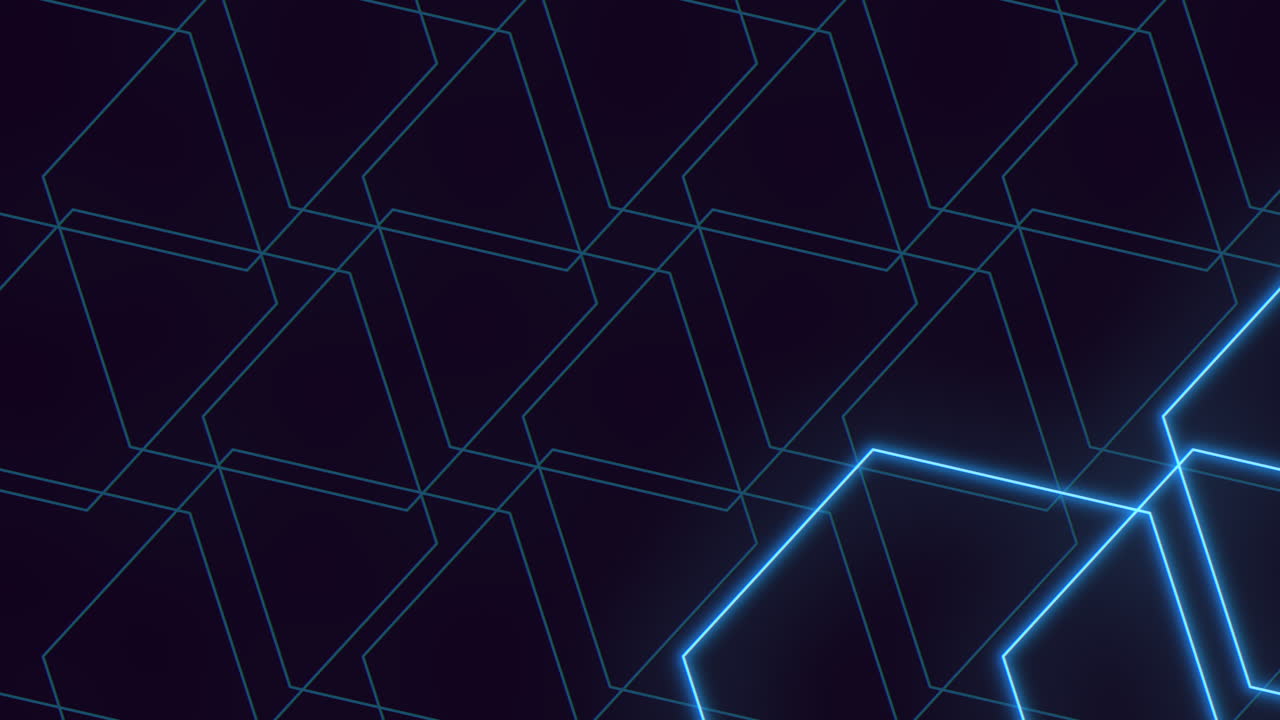 Futuristisk neon heksagon gitterbaggrund med glødende blå linjer og dybde