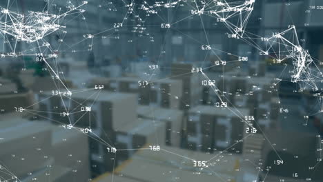 connected data ondulating on a warehouse background