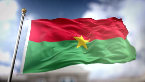 burkina faso flag waving slow motion 3d rendering blue sky background - seamless loop 4k