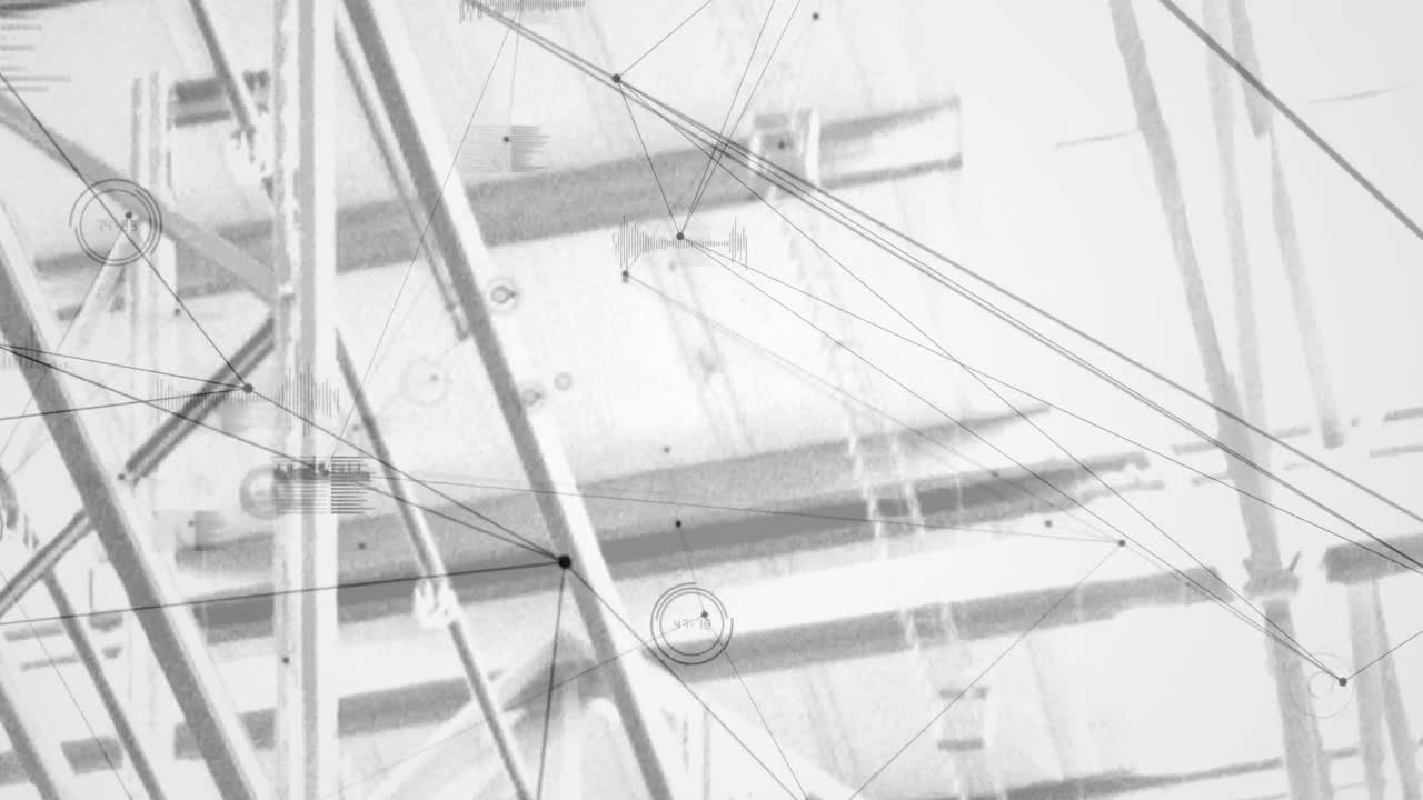 animación de la red de conexiones sobre estantes en el almacén