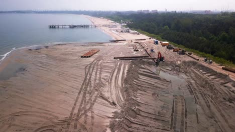 toma aérea de dragado de playa