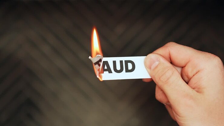 Nærbillede af en hånd, der holder et papirmærke, hvorpå der står “SVINDEL”, mens kanten brænder i en flamme, symboliserende svindel, korruption og økonomisk kriminalitet