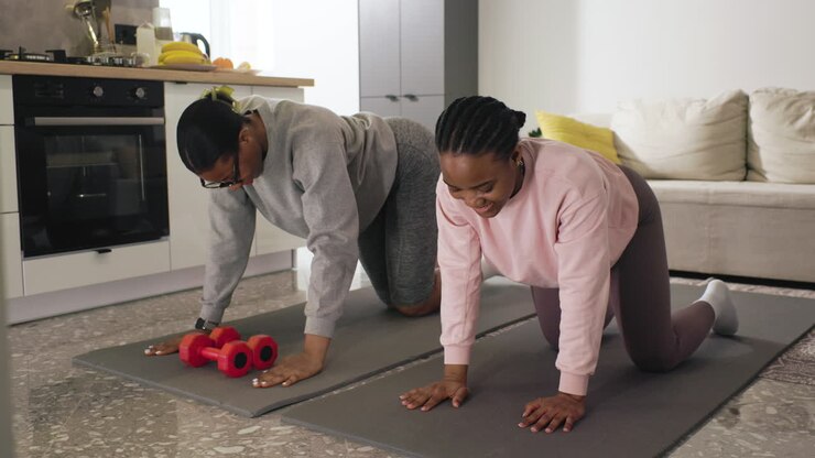 Women doing sports in mat