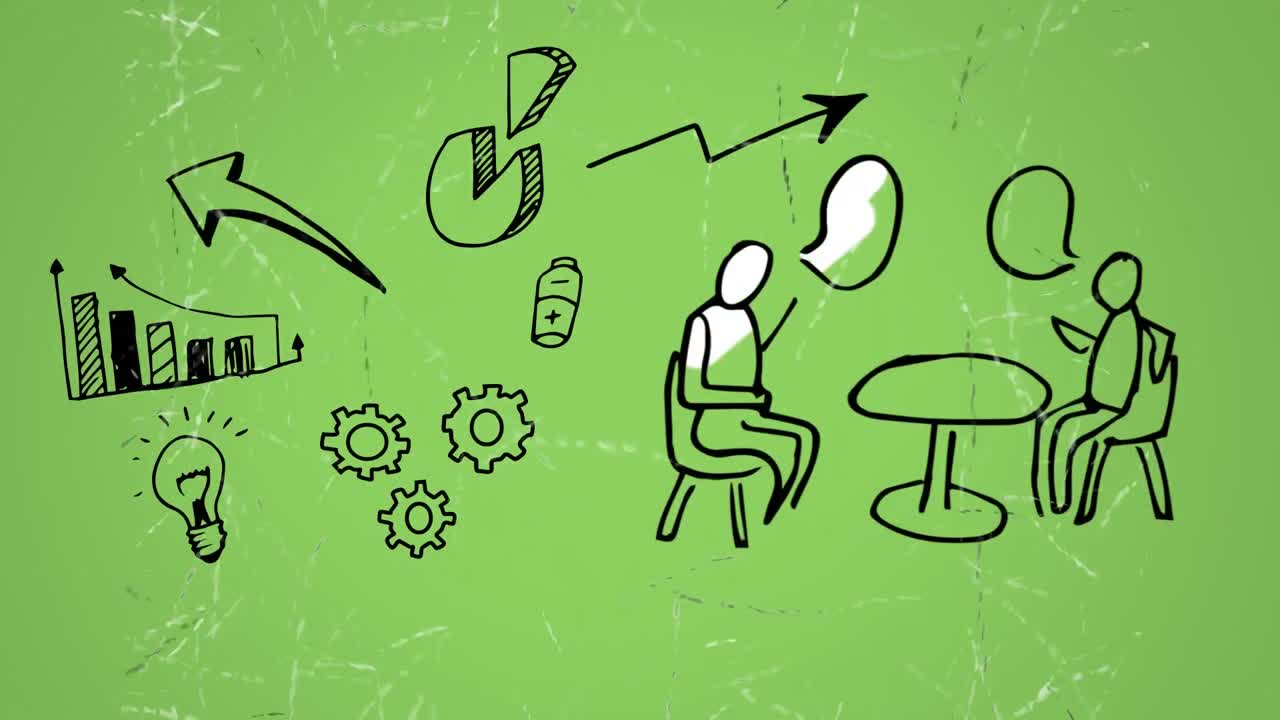 기호 와 아이콘 으로 이야기 하는 두 사람 의 스케치