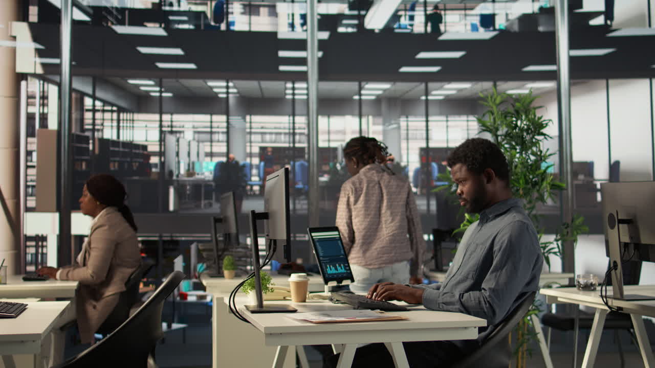 Diverse team working in a modern office