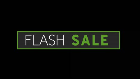 texto de venta de flash blanco y verde que aparece contra una pantalla negra