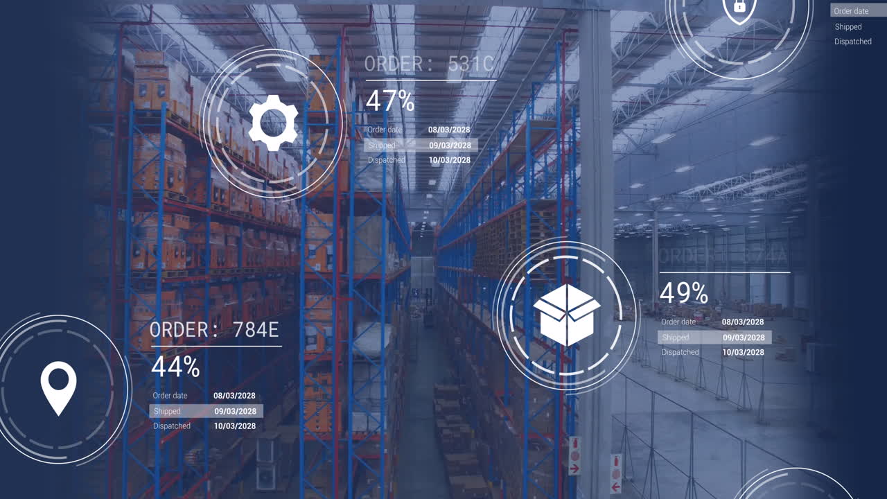 창고에서 데이터 처리를 하는 아이콘의 애니메이션