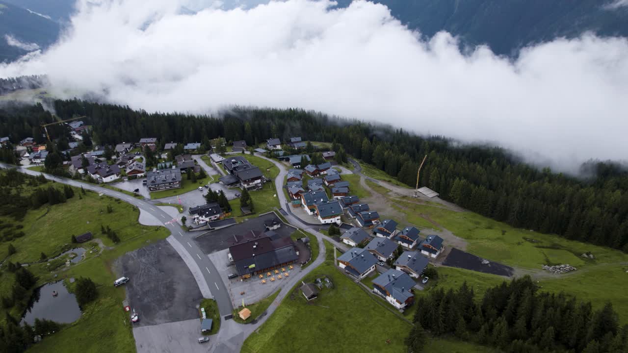 Aerial View of an Alpine Village in the Austrian Alps