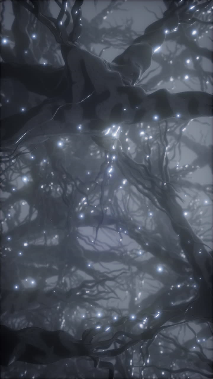 una vista microscópica de las neuronas interconectadas