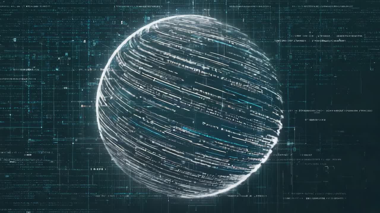 Abstract Digital Sphere with Data Background
