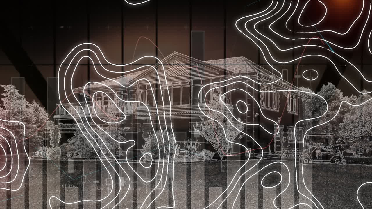 animación de líneas blancas que se mueven sobre el paisaje urbano