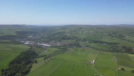very-high-drone-shot-panning-over-the-small-town-of-todmorden-,-this-was-a-beautiful-calm-sunny-day-,-perfect-for-filming