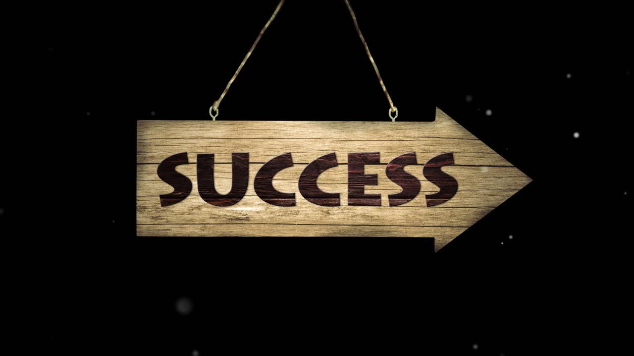 Success, Teamwork, Achieve on Wodden Sign - on black