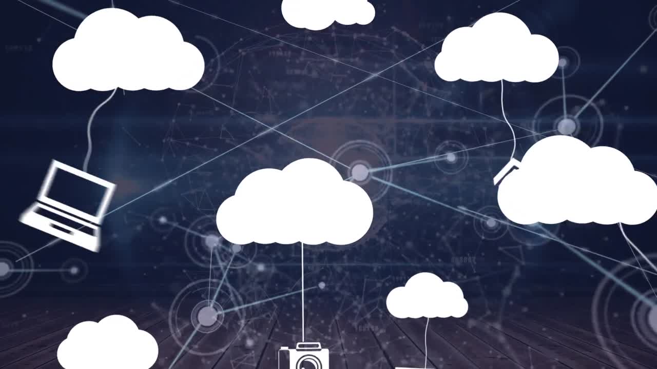 animación de la red de conexiones a través de iconos de medios