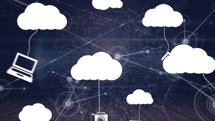 Animation of network of connections over media icons