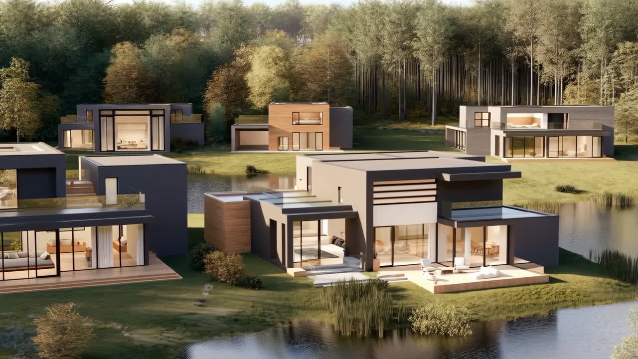 Case moderne fronte lago