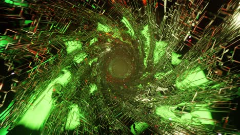 flying inside data cables. the green tunnel. looped animation.