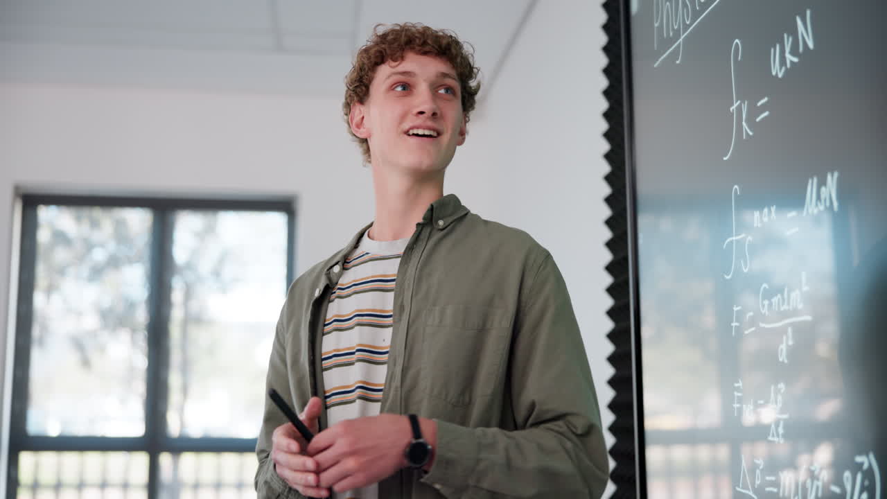 Man teaching math in a classroom