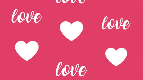 love letterings and hearts pattern animation