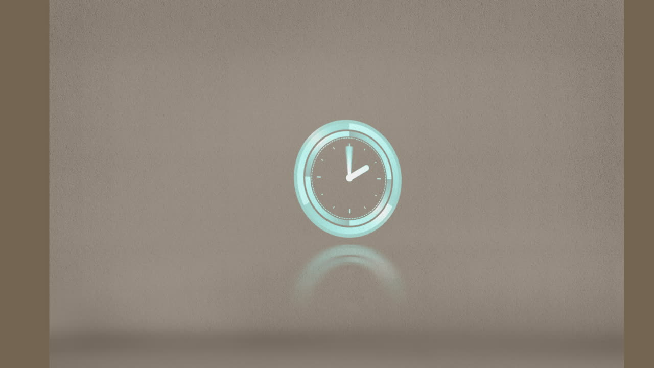 Animazione di un orologio in movimento su sfondo marrone.