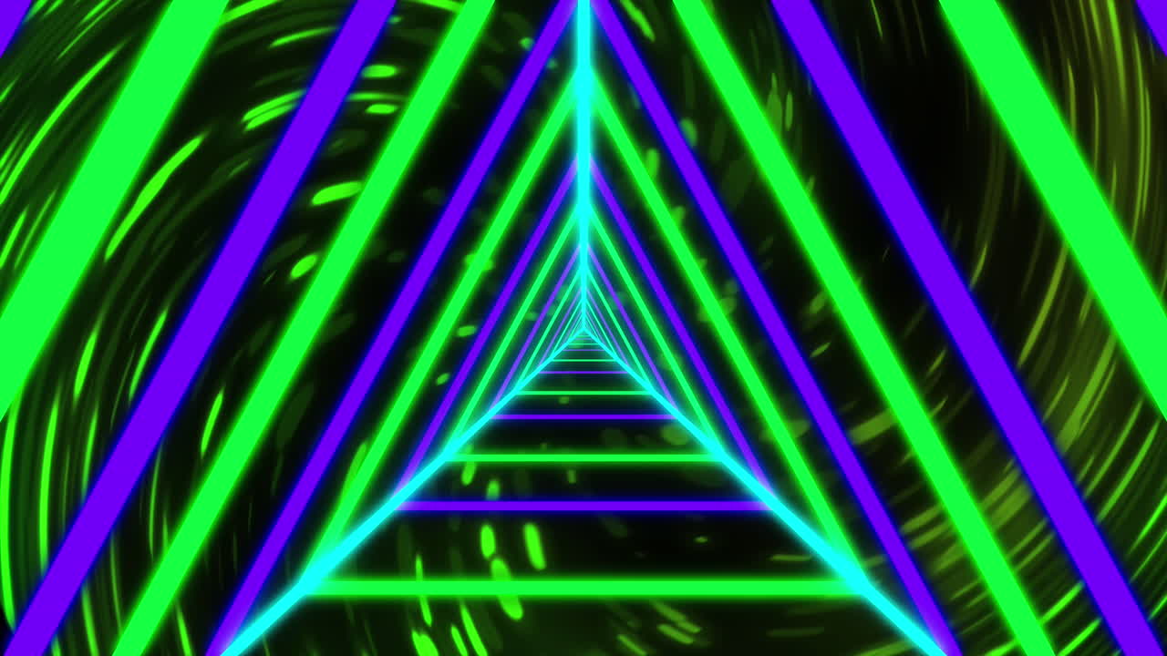 animación de formas de neón que se mueven sobre una espiral verde