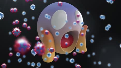 covid-19 cells moving against surprised face emoji