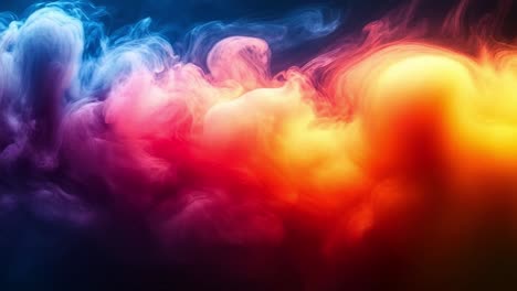 vibrant smoke swirls in colorful harmony. colorful smoke flows and swirls together, creating an abstract and dynamic visual effect in a dark background.