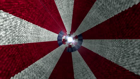 abstracto bandera estadounidense volar a través del túnel fondo de movimiento bucle sin costuras. 4k uhd 3d renderizado rotación de bucle vj. patrón abstracto del túnel de la bandera de los estados unidos. animación de fondo de movimiento de moda.