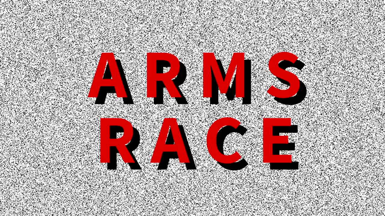 carrera de armas. frase sobre el problema en la pantalla vieja ruidosa. bucle de interferencia vhs. vintage fondo animado. militar 4k