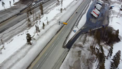 donner pass rest areas on i-80 near truckee, california in winter