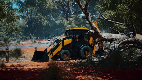 excavator tractor in bush forest