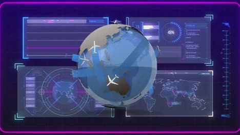 animación del globo y procesamiento de datos en la interfaz