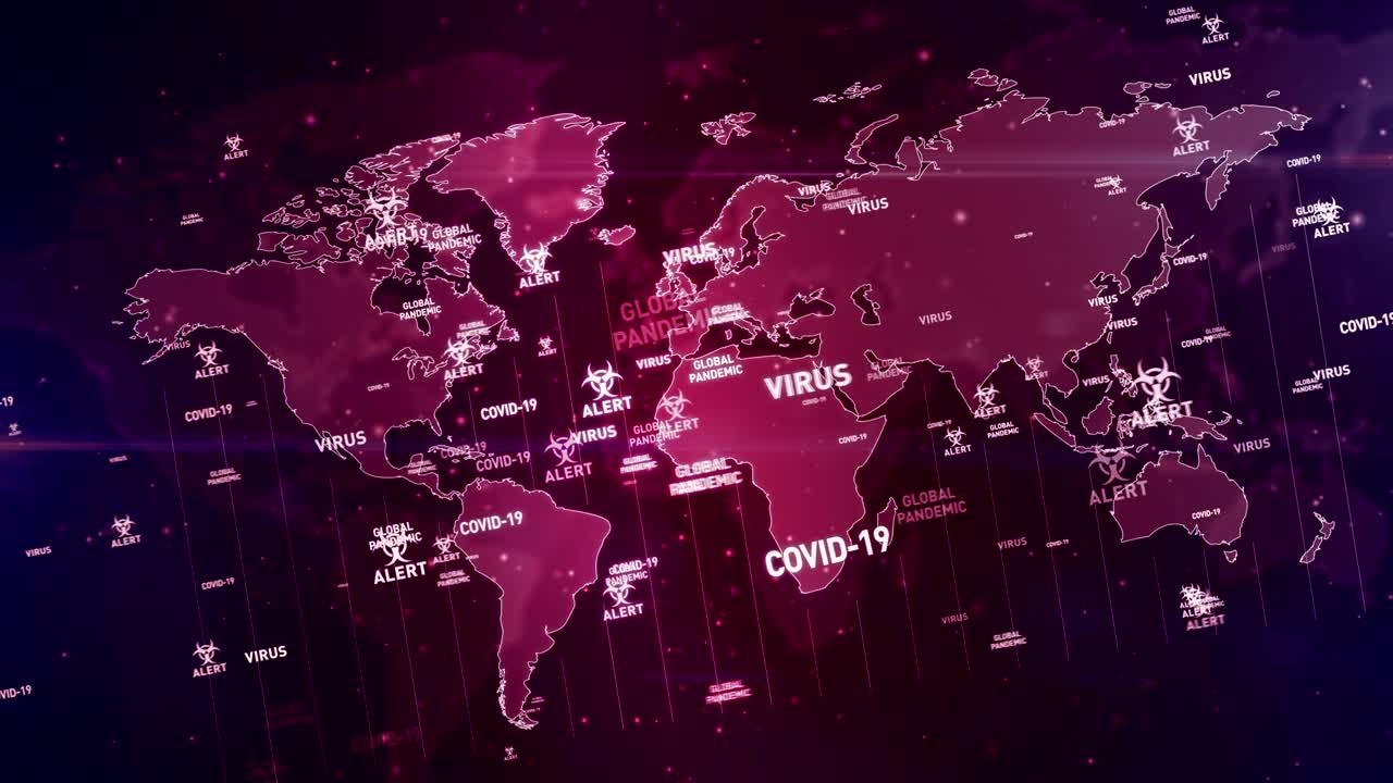 bucle de alerta de pandemia global del virus covid-19 y fondo sin problemas