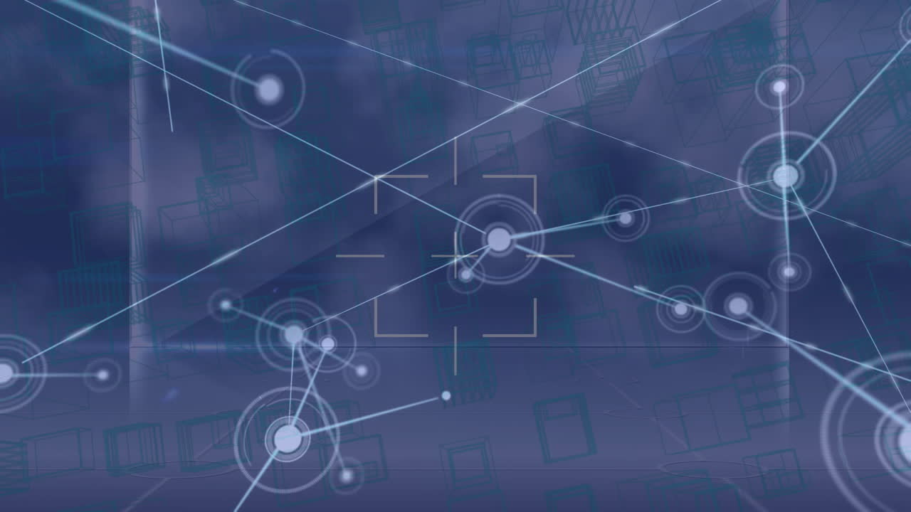 ⁇ 색 배경에 디지털 도시 풍경에 대한 연결 네트워크의 애니메이션